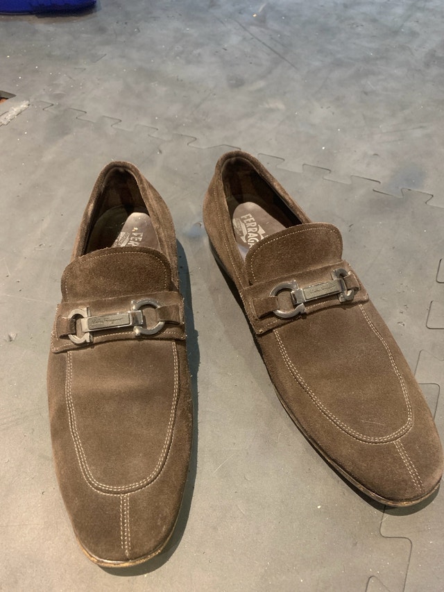 Salvatore Ferragamo Brown Suede Loafers