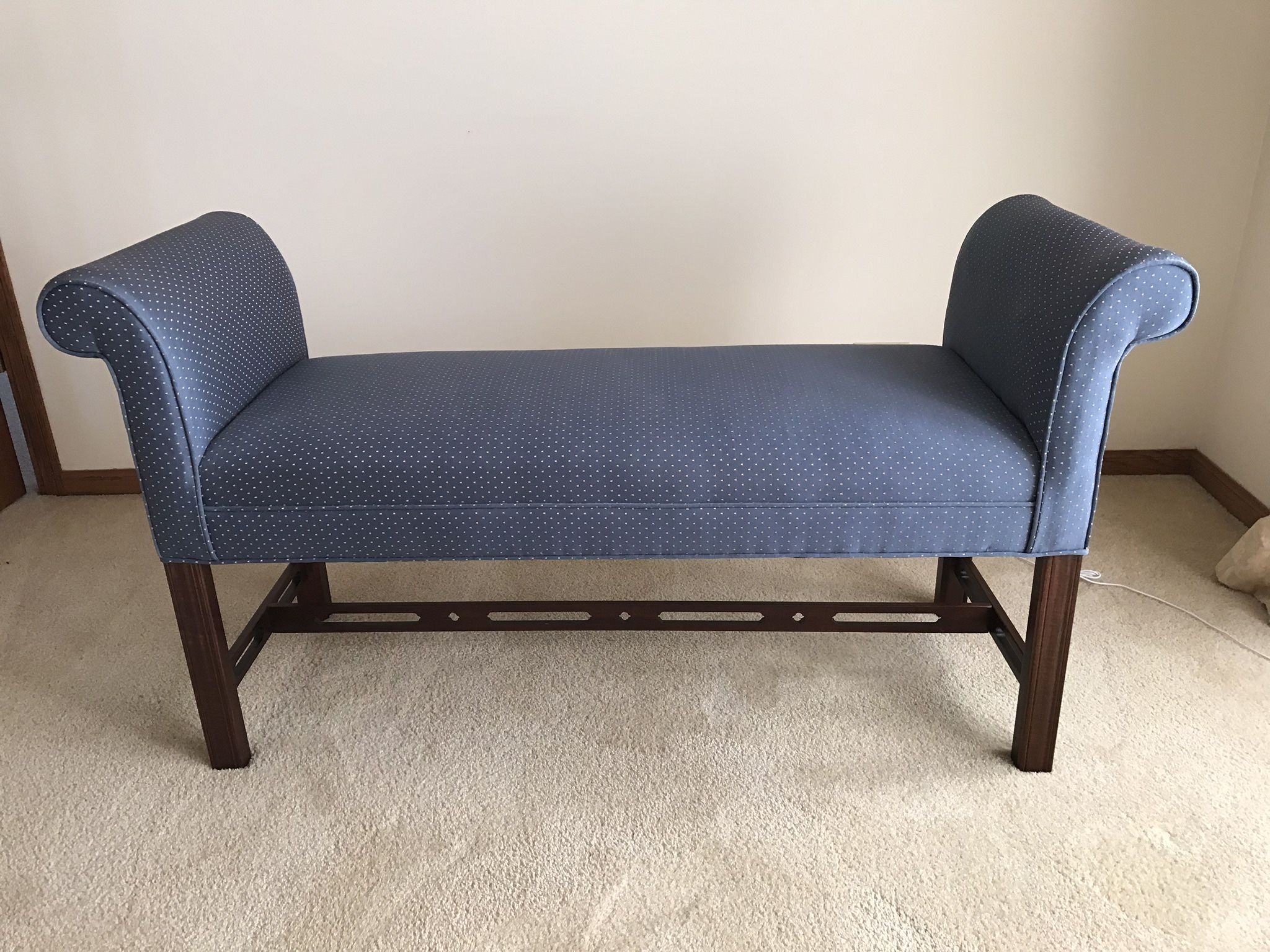 Ethan Allen Blue Upholstered Bench