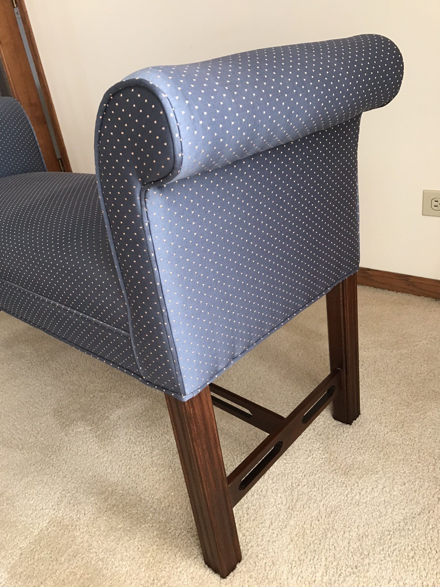 Ethan Allen Blue Upholstered Bench - photo 2
