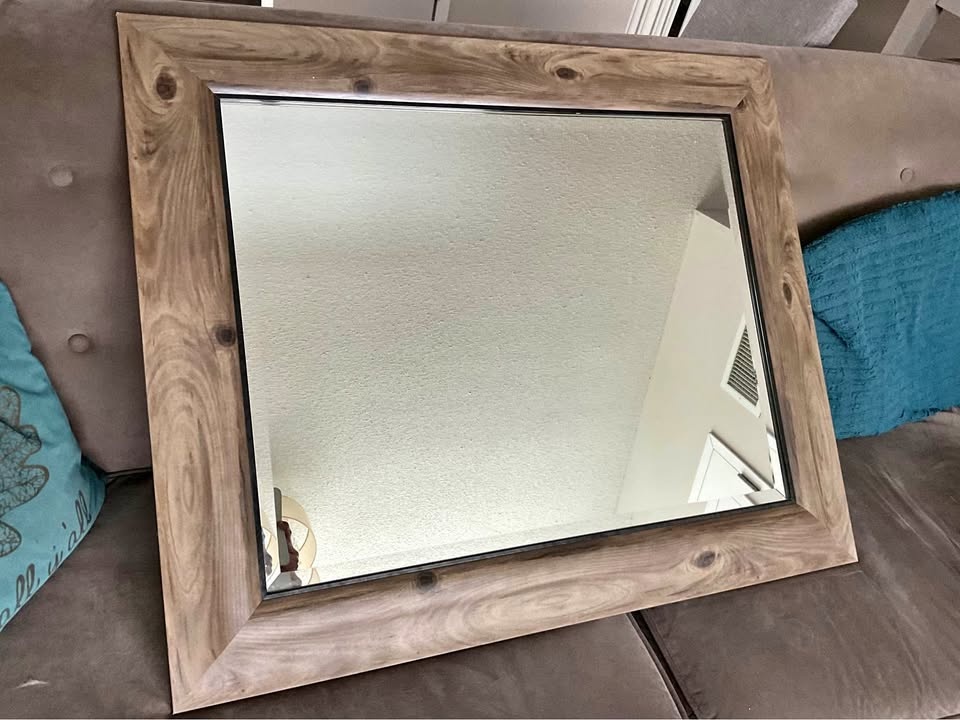 Large Rectangular Wooden Frame Mirror