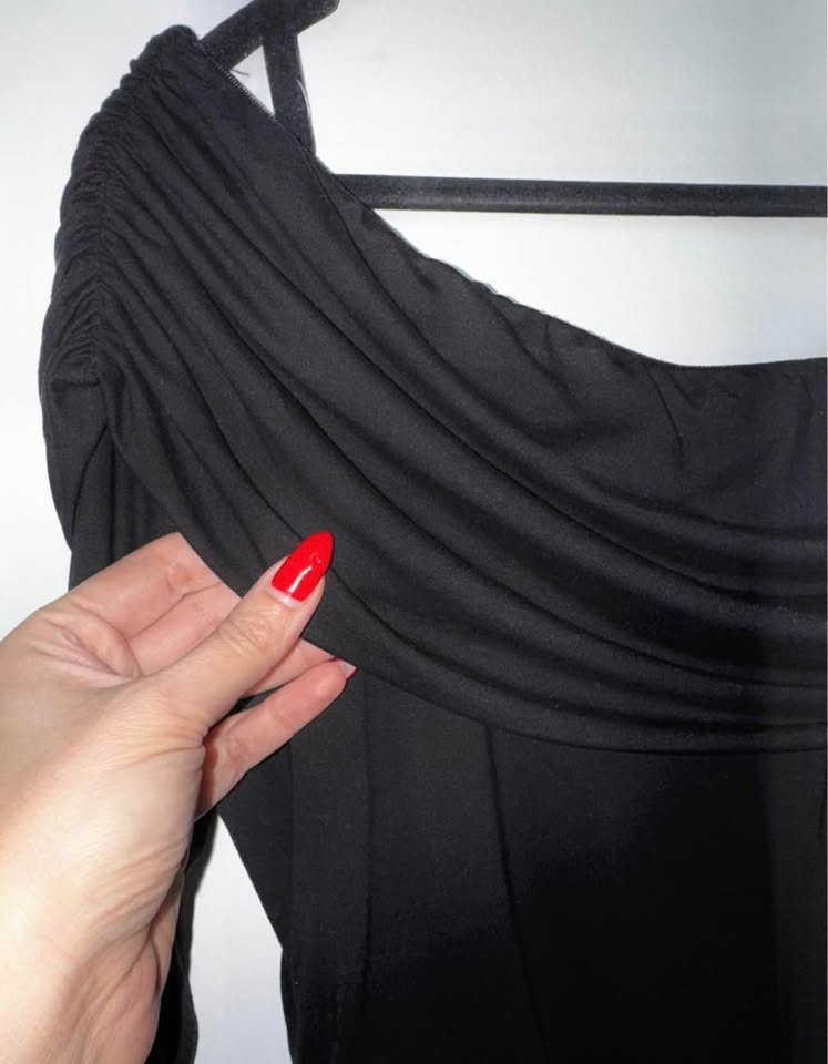 Karen Millen Black Off-the-Shoulder Long Sleeve Top - Size Large - photo 5