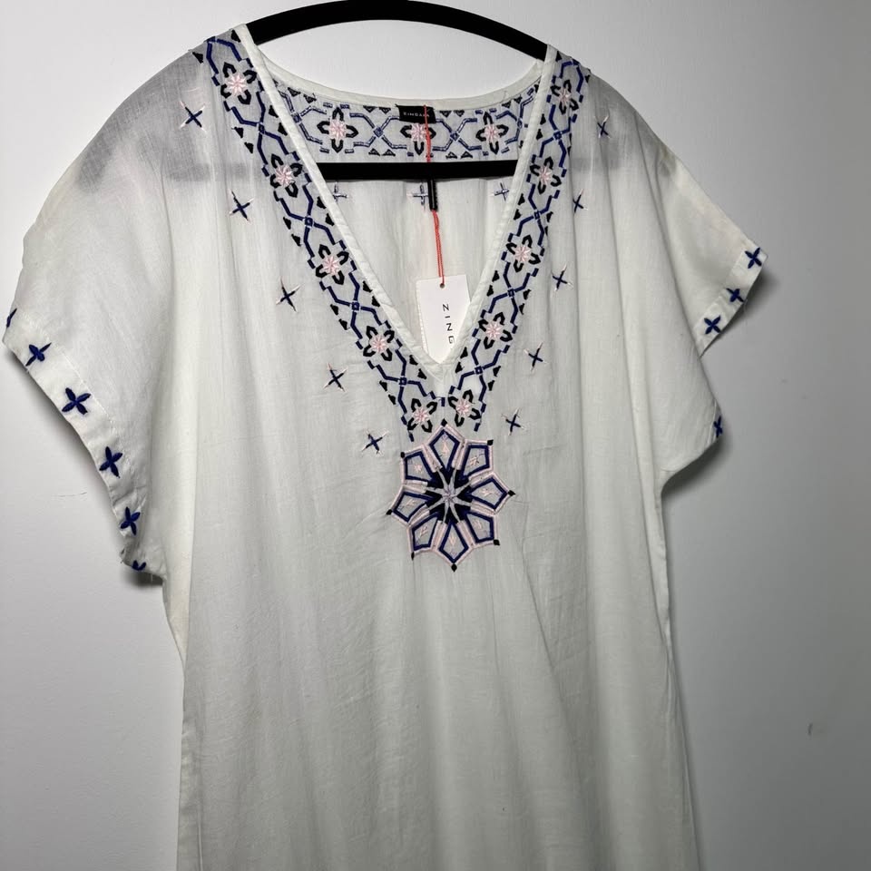 Zingara Kaftan Cotton Embroidered Swimsuit Coverup - New w Tags - photo 2