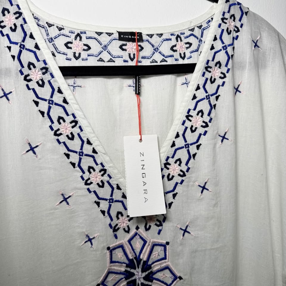 Zingara Kaftan Cotton Embroidered Swimsuit Coverup - New w Tags - photo 4