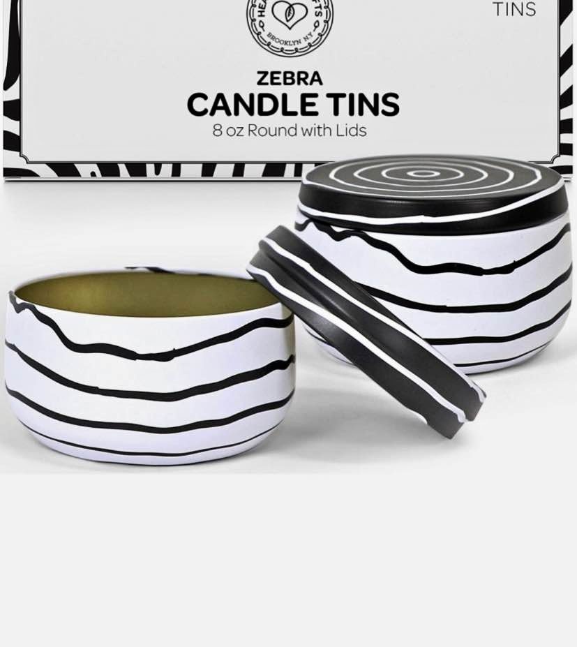 Zebra Print Tin Cans With Lids: 8oz, 12Pack for Crafts