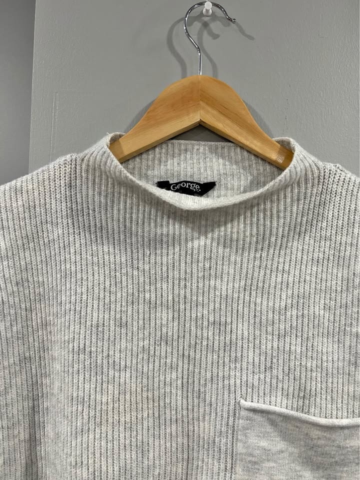 George Grey Ribbed Mock Neck Sleeveless Sweater Vest - Size: L