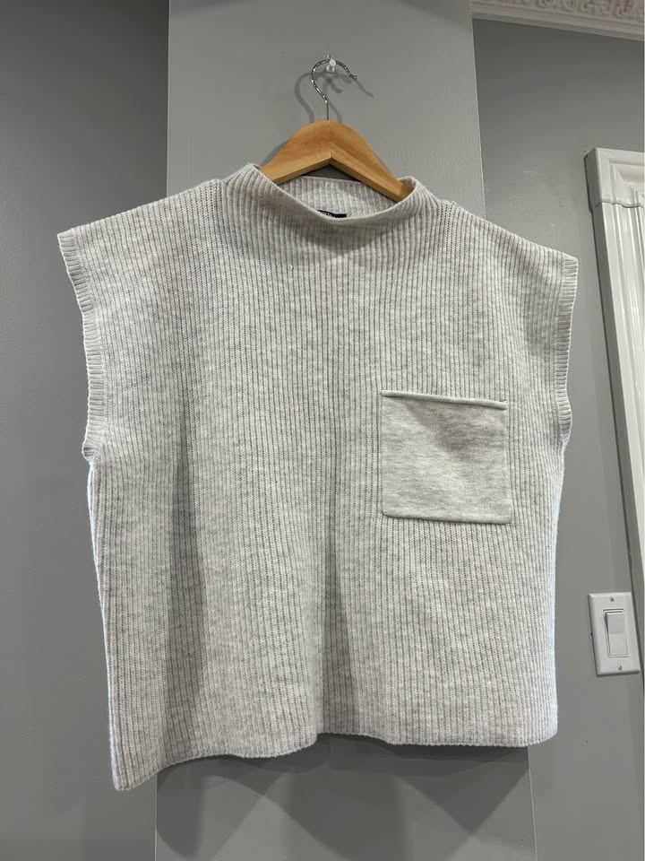 George Grey Ribbed Mock Neck Sleeveless Sweater Vest - Size: L - photo 2