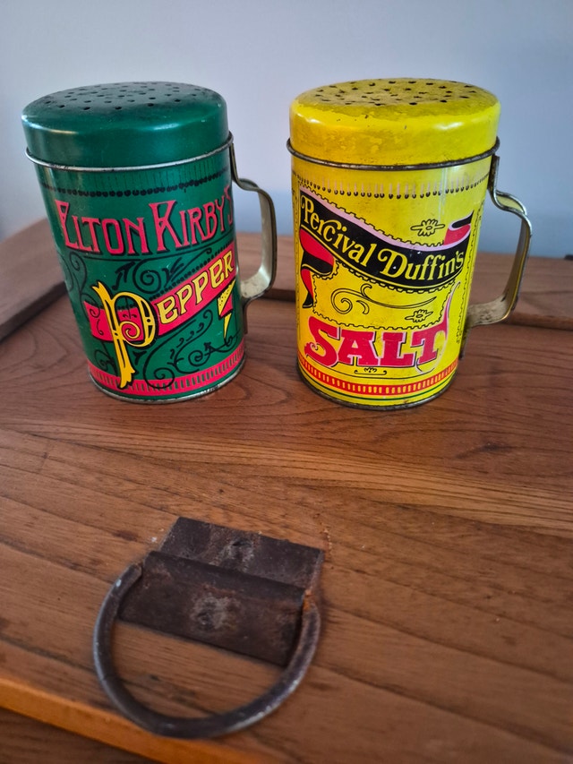 Vintage Tin Salt And Pepper shakers