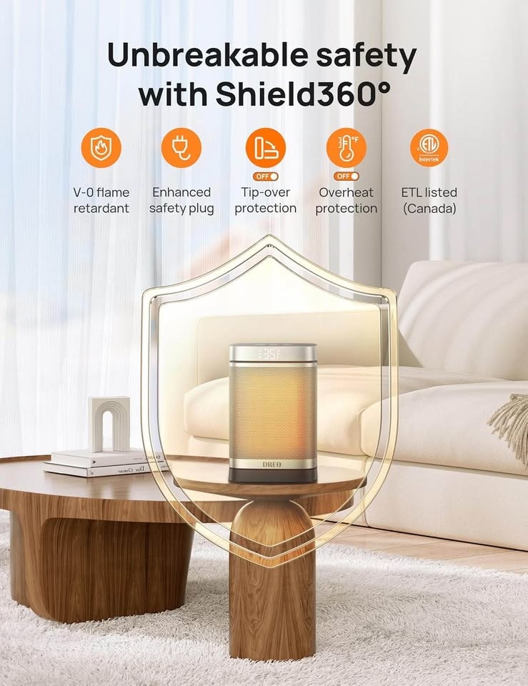 DREO 1500W Portable Space Heater w/ Thermostat & Remote - photo 3