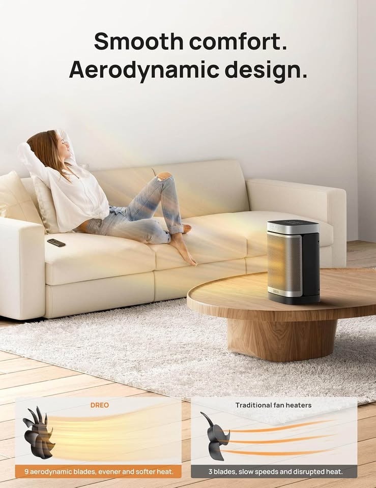 DREO 1500W Portable Space Heater w/ Thermostat & Remote - photo 5
