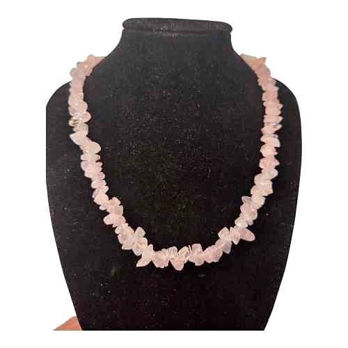 Natural Rose Quartz Chip Necklace | Pink Crystal Gemstone Jewelr