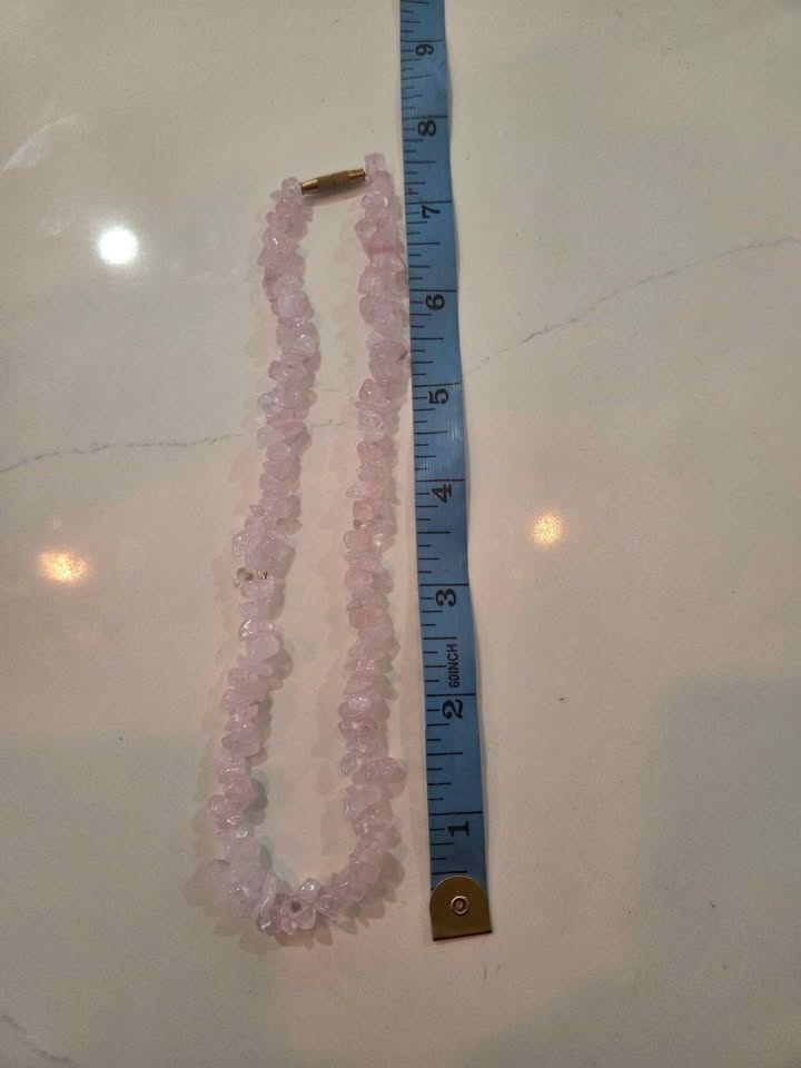 Natural Rose Quartz Chip Necklace | Pink Crystal Gemstone Jewelr - photo 3