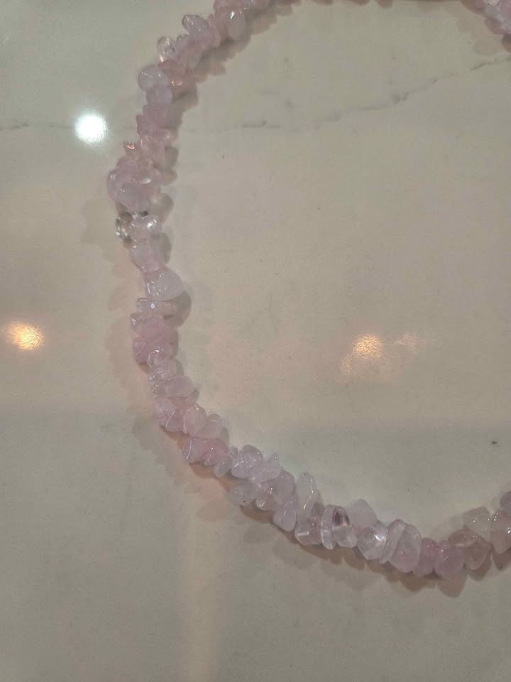 Natural Rose Quartz Chip Necklace | Pink Crystal Gemstone Jewelr - photo 4