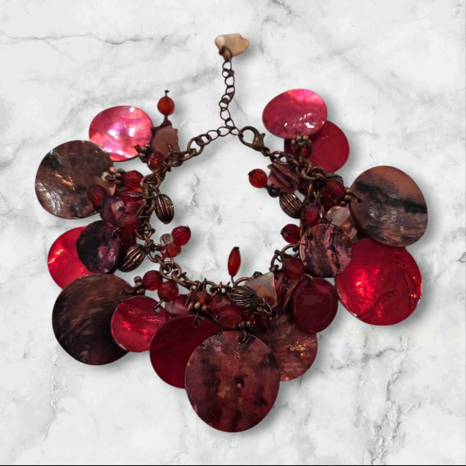 Red Shell Statement Charm Bracelet