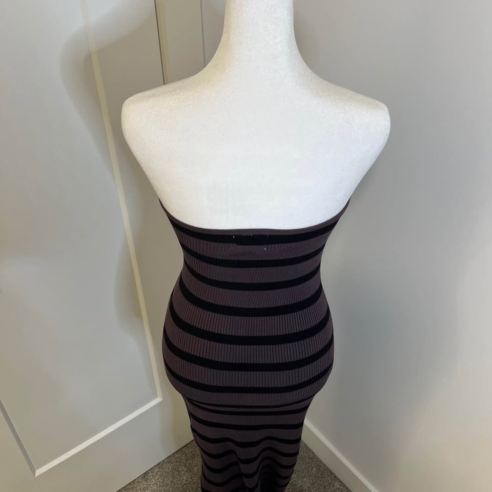 H&M Black & Purple Striped Tube-Top Dress - Size M - photo 5
