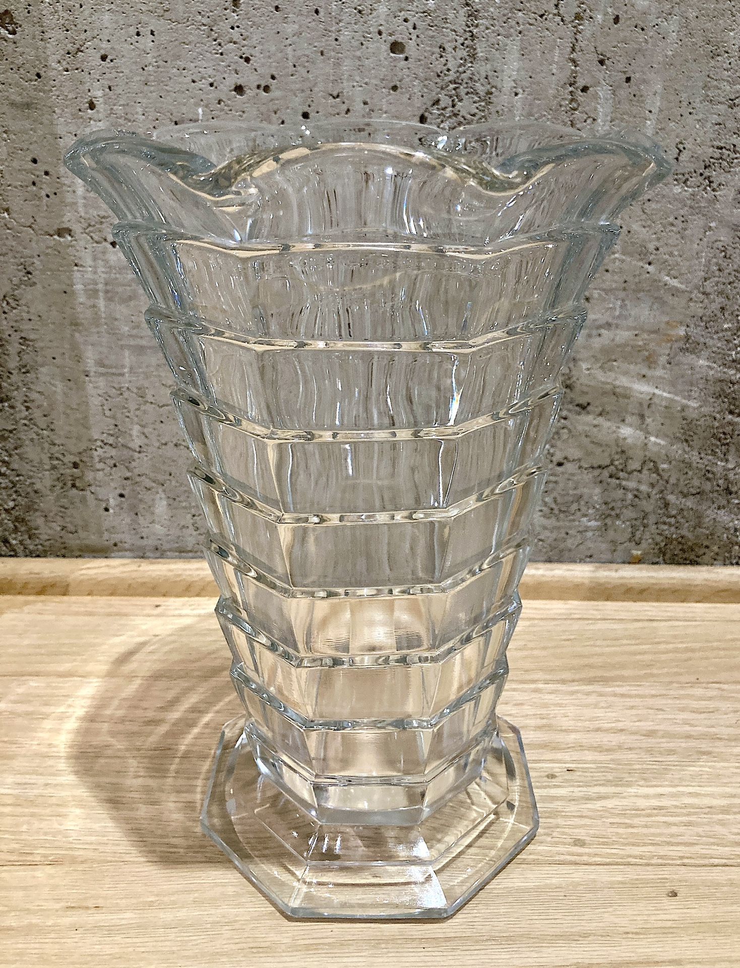 VTG Indiana Glass Tea Room 11" Large Vase Crystal Clear Art Deco - photo 2