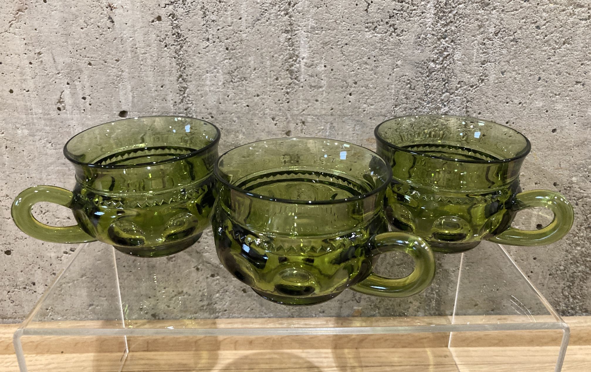 VTG Indiana Glass Kings Crown Thumbprint Green Set of 10 - photo 4