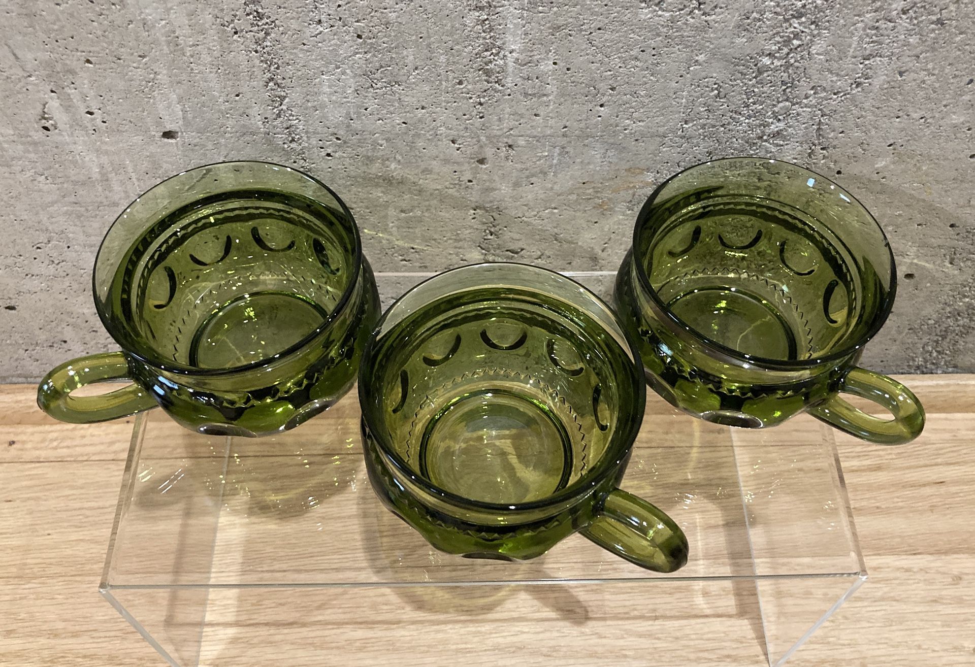 VTG Indiana Glass Kings Crown Thumbprint Green Set of 10 - photo 5