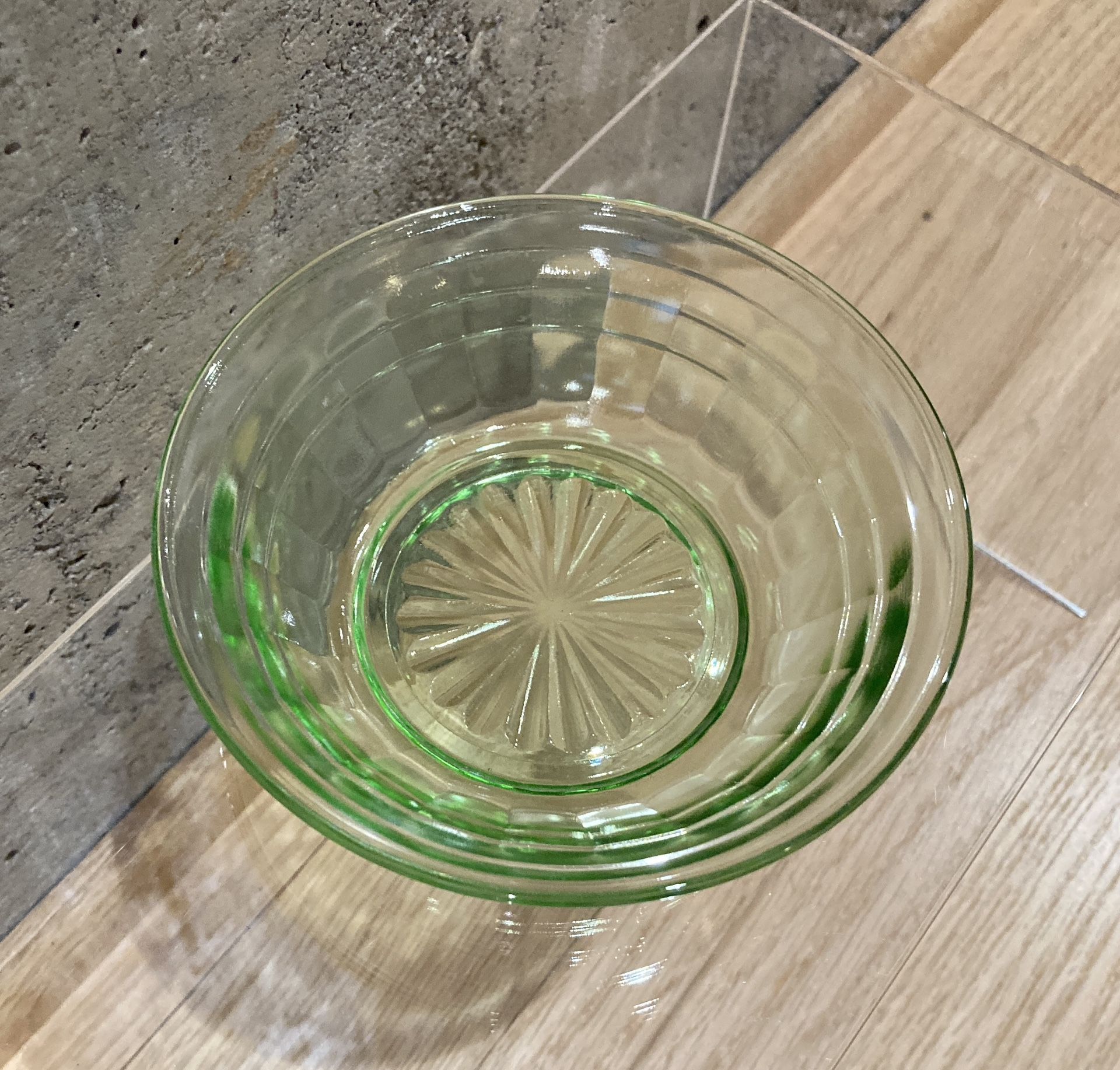 VTG Anchor Hocking Block Optic Bowls Green Depression Glass - photo 5