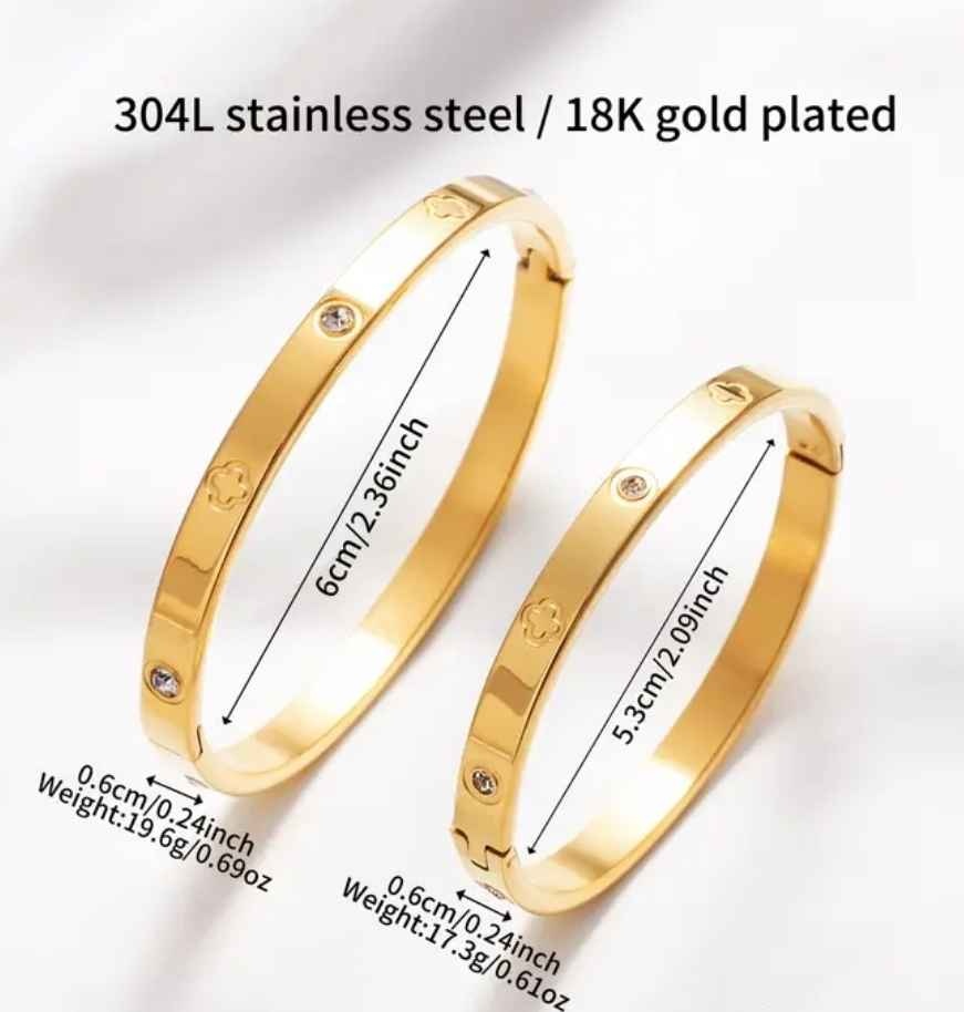 Mother & Daughter 18K Gold-Plated Clover Bracelet Set – 2pcs - photo 3