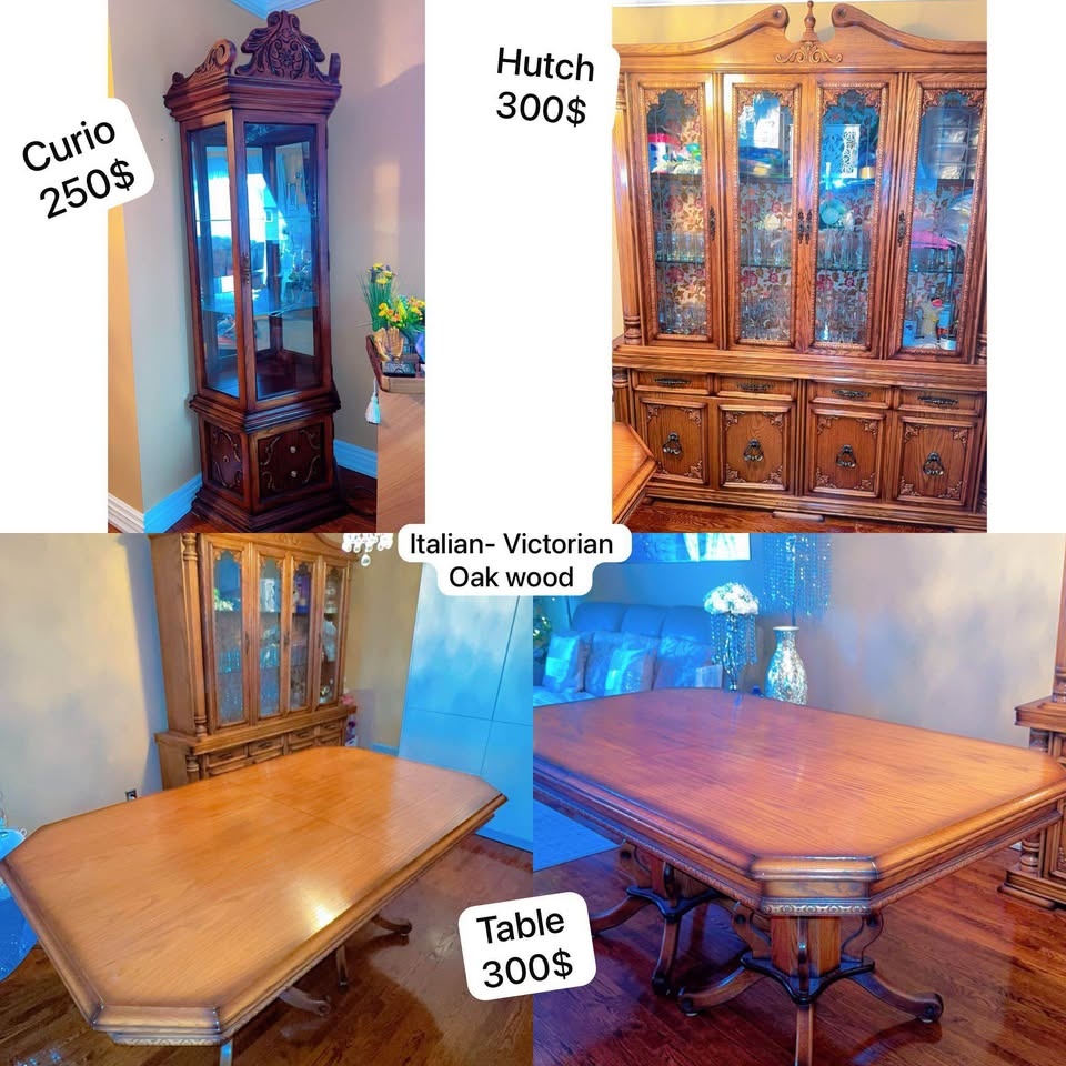 MOVING SALE - EVERYTHING MUST GO DINNER SET CURIO & hutch