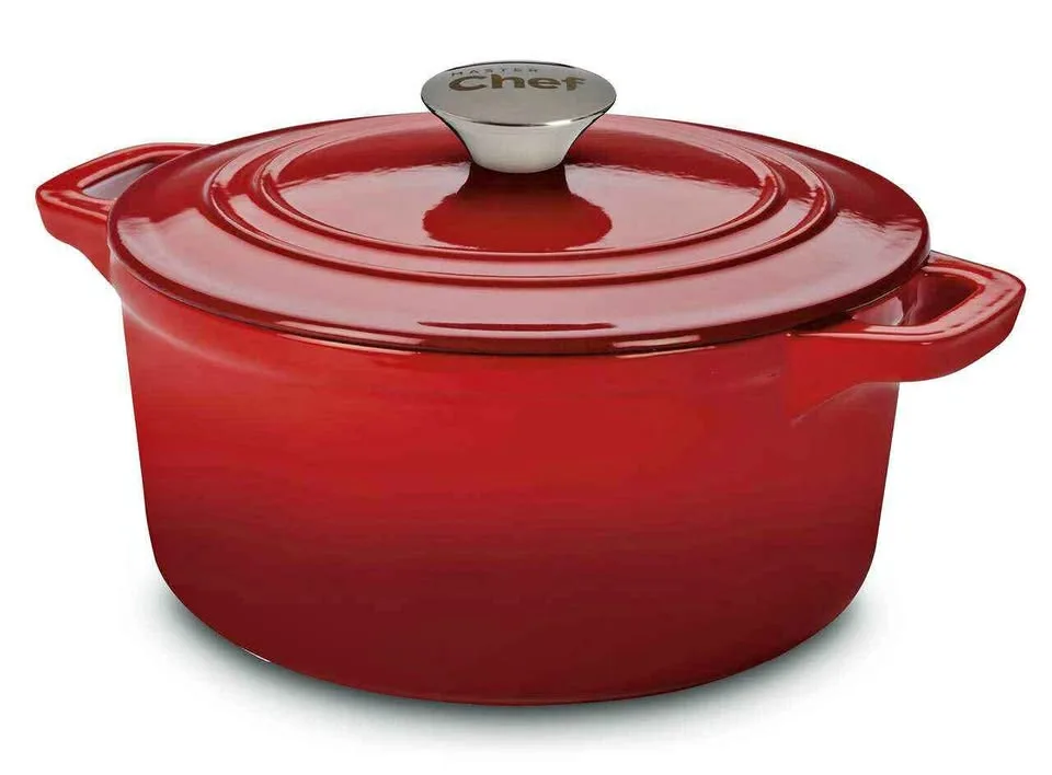 MASTER Chef Round Dutch Oven, Cast Iron, Oven Safe, Red thumbnail