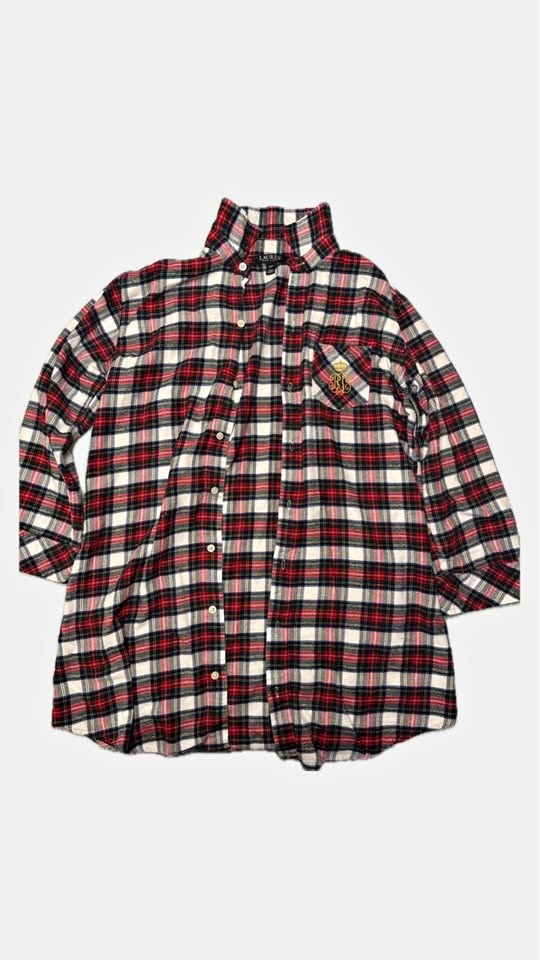 Lauren Ralph Lauren Red Plaid Flannel w/ Gold Crown Crest - Wome