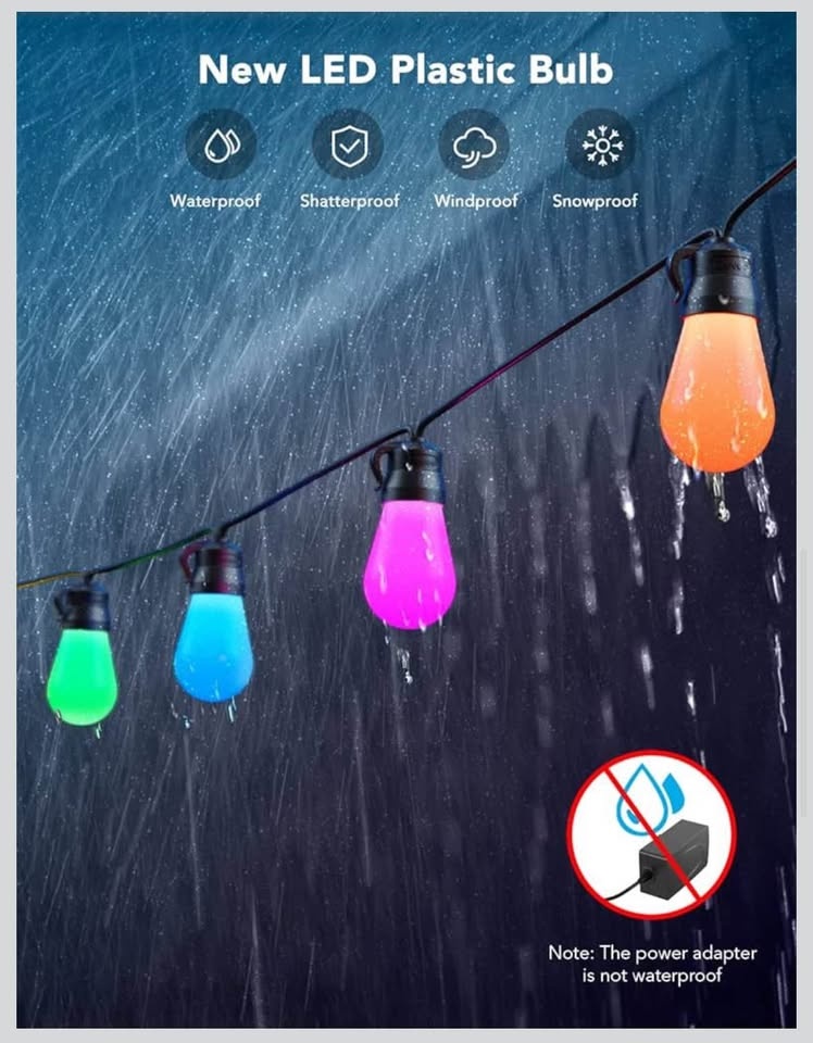 New brand  Smart Outdoor String Lights  48ft RGBIC - photo 3
