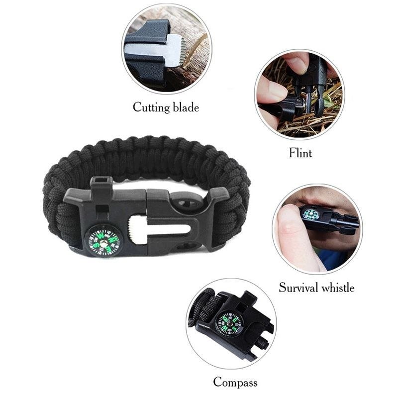 5-in-1 Survival Paracord Bracelet - Tactical Camping Gear - Blac - photo 3