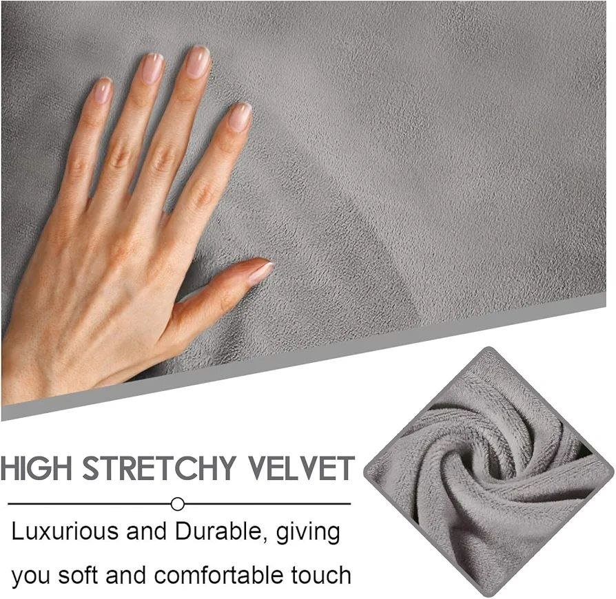 Luxury Velvet L-Shape Recliner Sofa Cover - 7 Piece Set - Dark G - photo 5