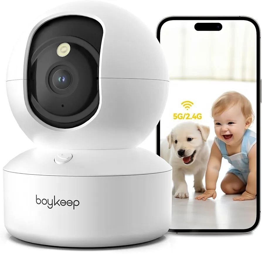 BoyKeep K30 Indoor Security Camera - 2K, 5G WiFi, 360° View