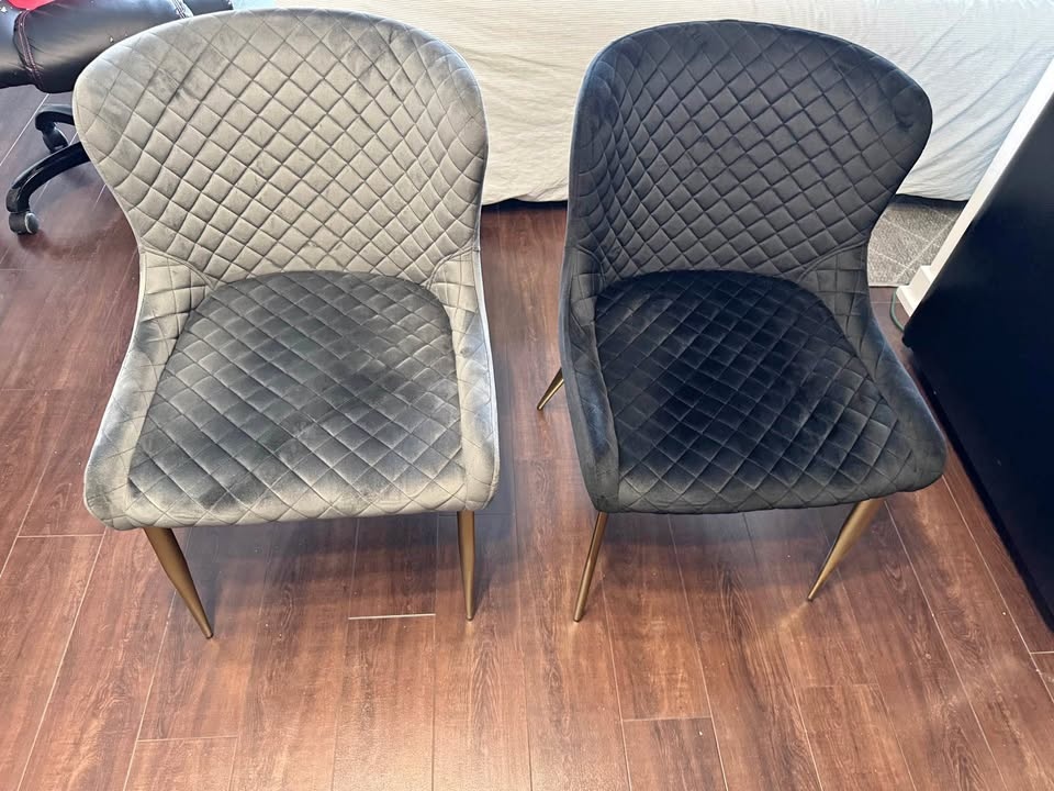 Velvet Dining Chairs - Grey and black