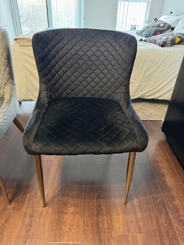Velvet Dining Chairs - Grey and black - photo 2