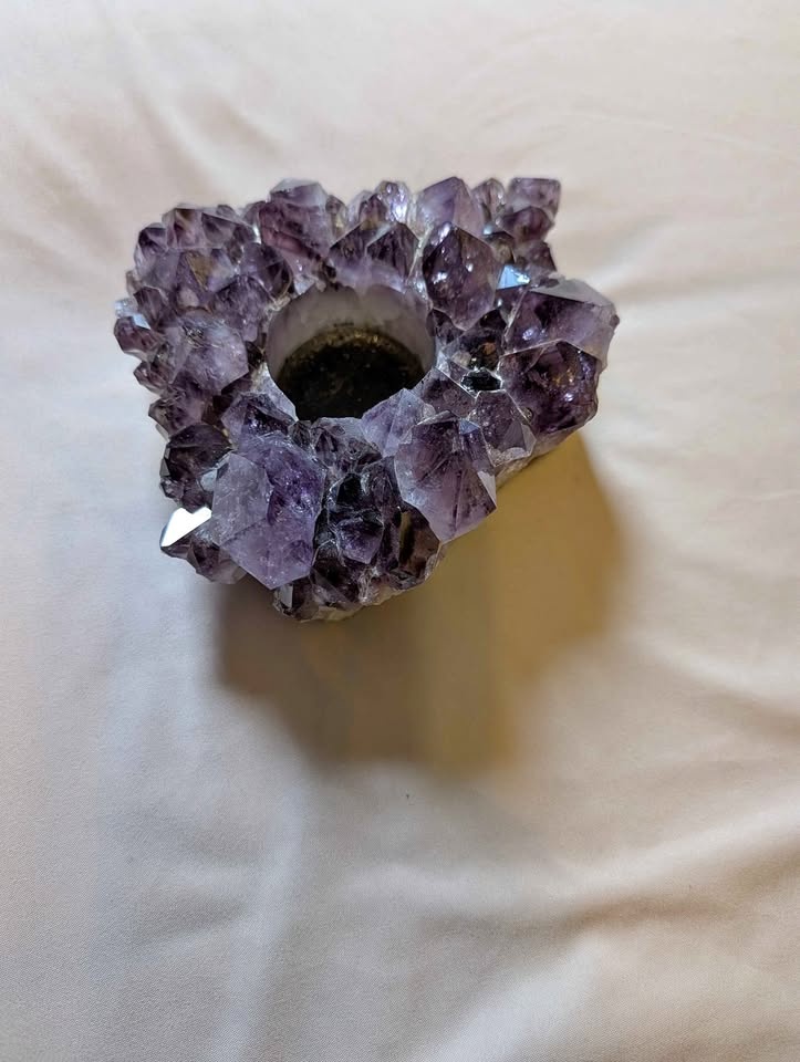 Large Amethyst Candle Holder