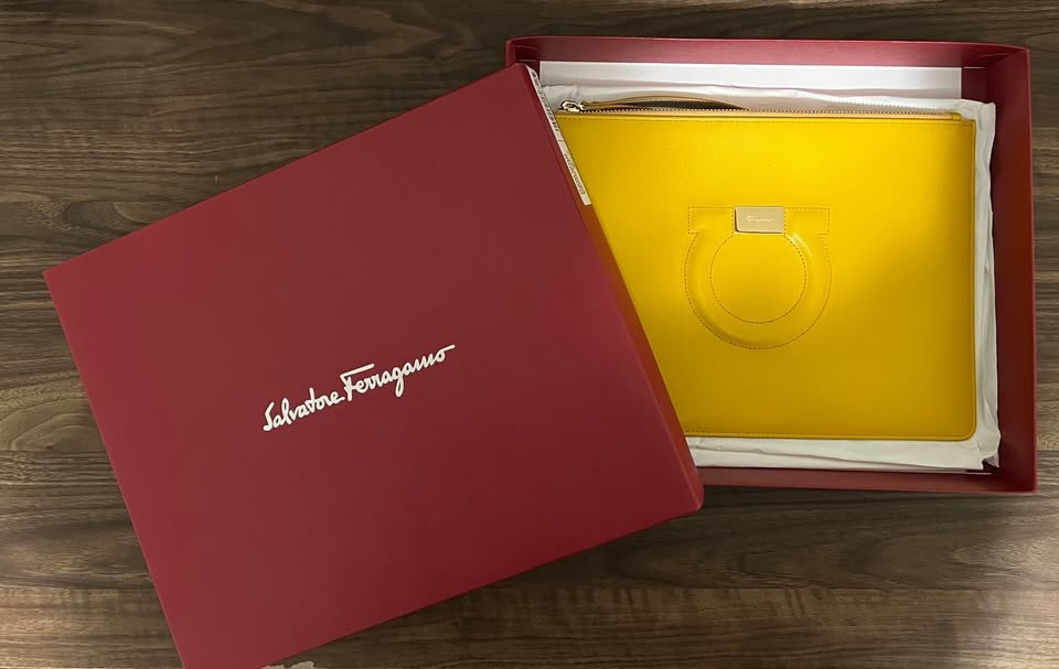 Brand New Salvatore Ferragamo Unisex Leather Clutch Bag