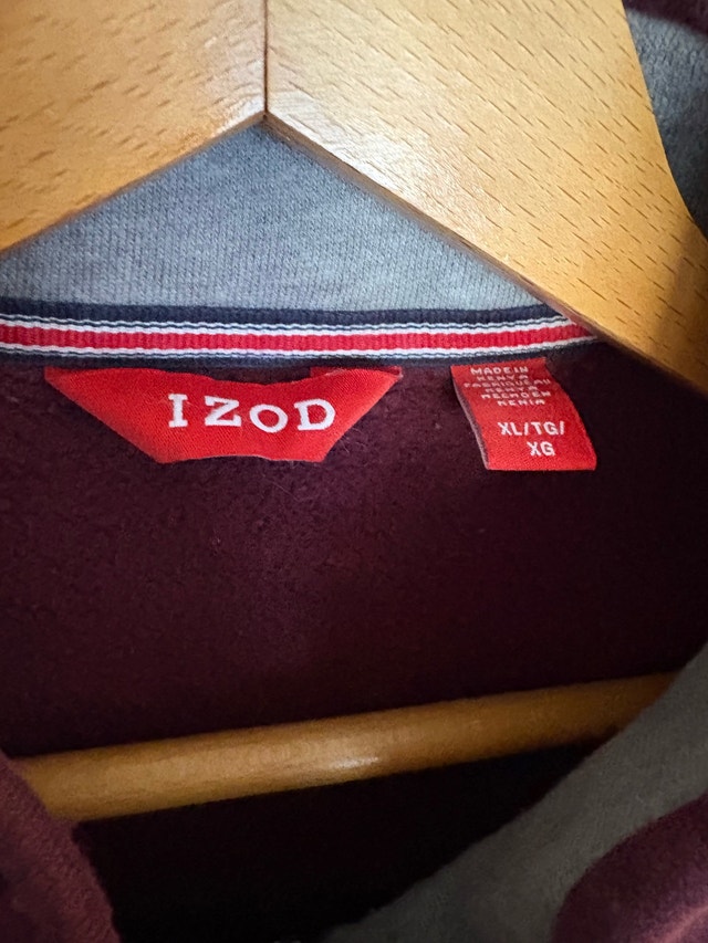 Men's XL Izod Quarter Zip Sweatshirt (Maroon) - photo 2