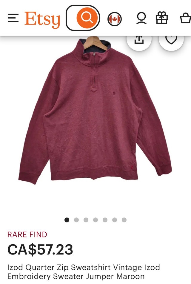Men's XL Izod Quarter Zip Sweatshirt (Maroon) - photo 5