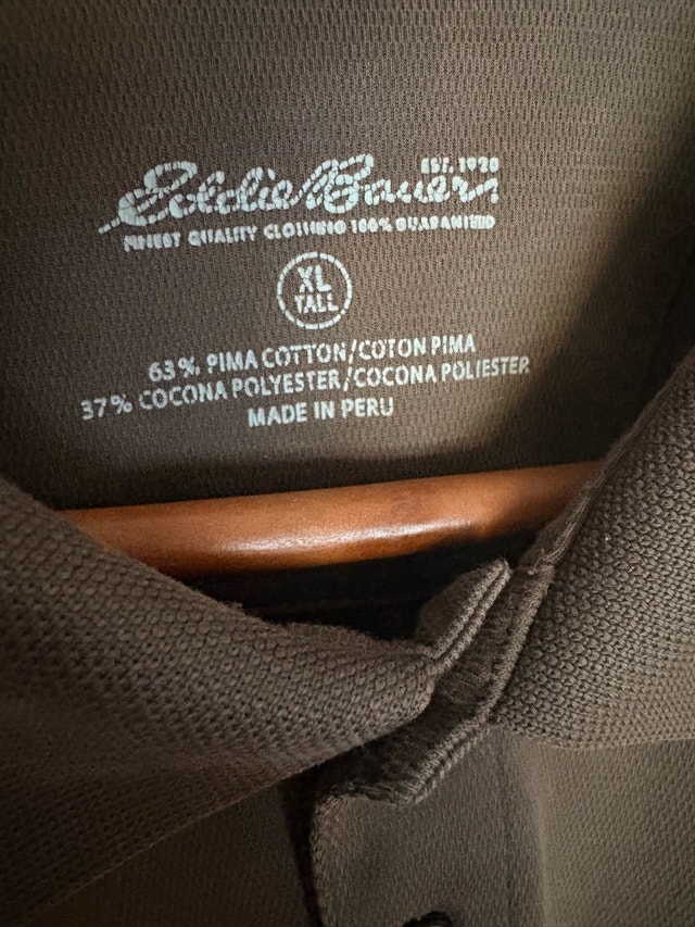 Men's XL Brown Long-Sleeve Polo Shirt - Eddie Bauer - photo 2