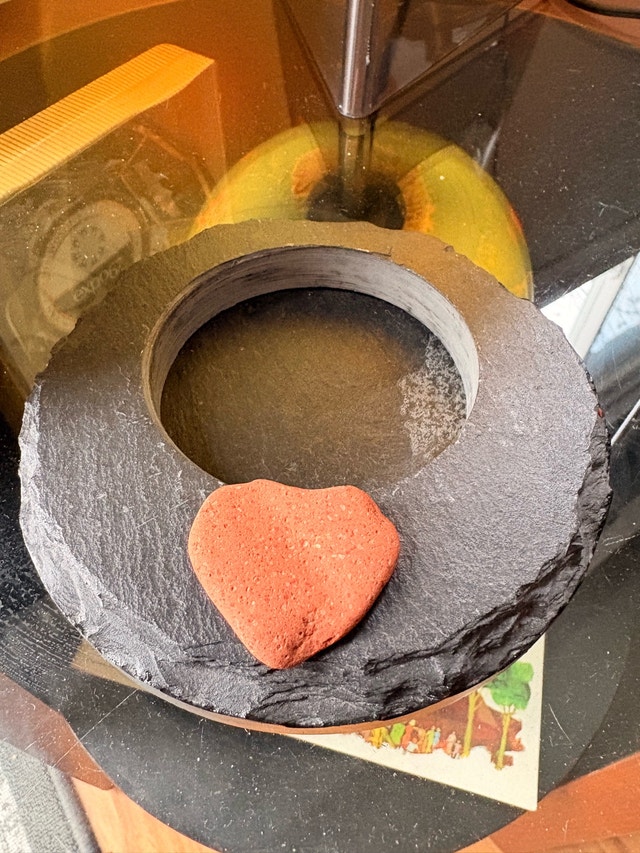 Round Stone Candle Holder with Heart Shaped Rock - photo 5