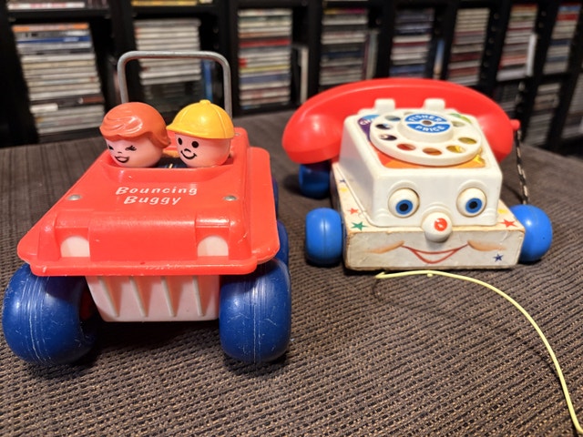 Vintage Fisher Price Chatter Phone & Bouncing Buggy