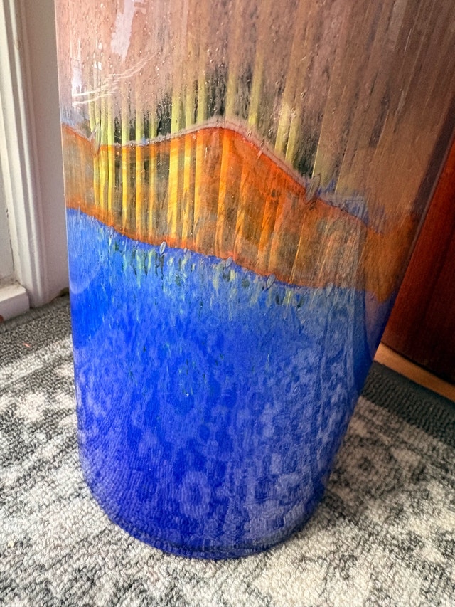 Artisan Cylindrical Glass Vase - Iridescent Multi-Color - photo 2