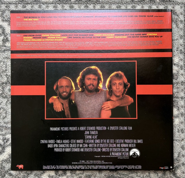 Staying Alive Soundtrack Bee Gees 1983 Vinyl Lp Record - photo 3
