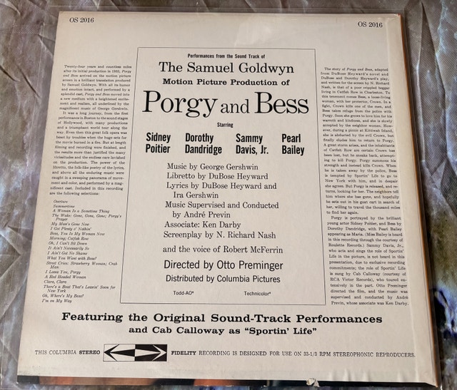 LP vinyl record soundtrack 1959 Porgy and Bess. - photo 5