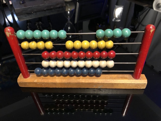 Vintage 1950’s Wooden Child's Abacus on Wooden Stand