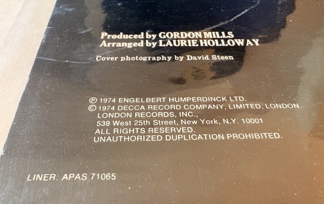 70’s Engelbert Humperdinck vinyl 33LP album “My Love” - photo 2
