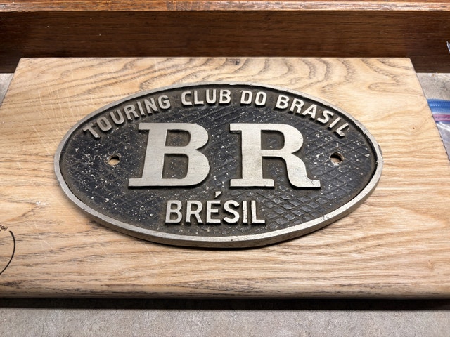 Rare metal car badge from the Touring Club do Brasil.