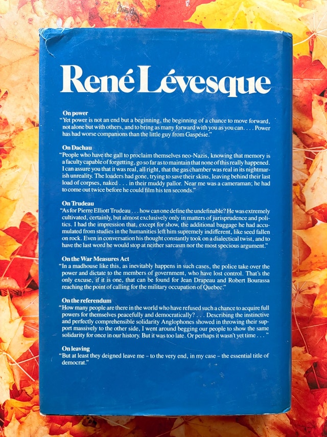 René Lévesque MEMOIRS 1986 book. SIGNED & personalized copy. - photo 3