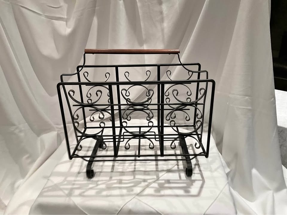 Magazine Rack Vintage MCM Wrought Iron 1970’s
