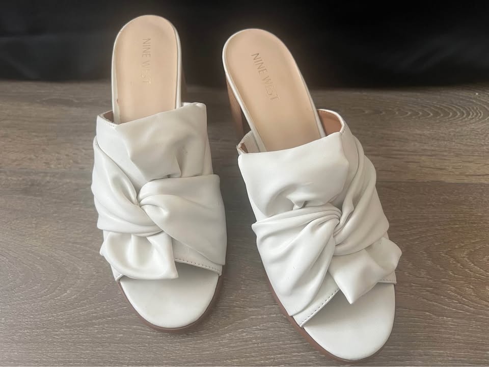 Nine West White Bow Mules Size 9.5 - photo 2