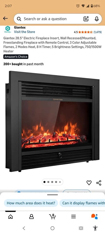 🥕Giantex 28.5" Electric Fireplace Insert w/ Remote🥕