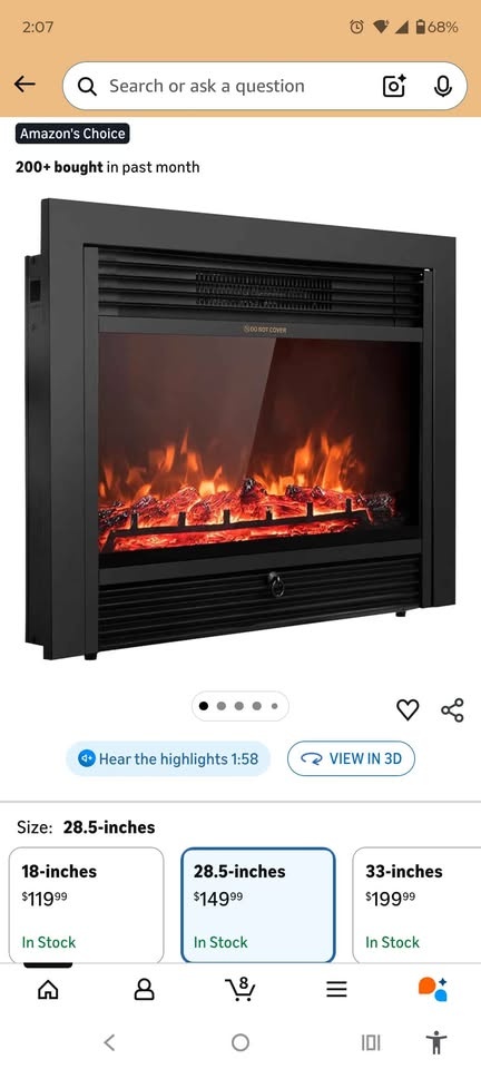 🥕Giantex 28.5" Electric Fireplace Insert w/ Remote🥕 - photo 2